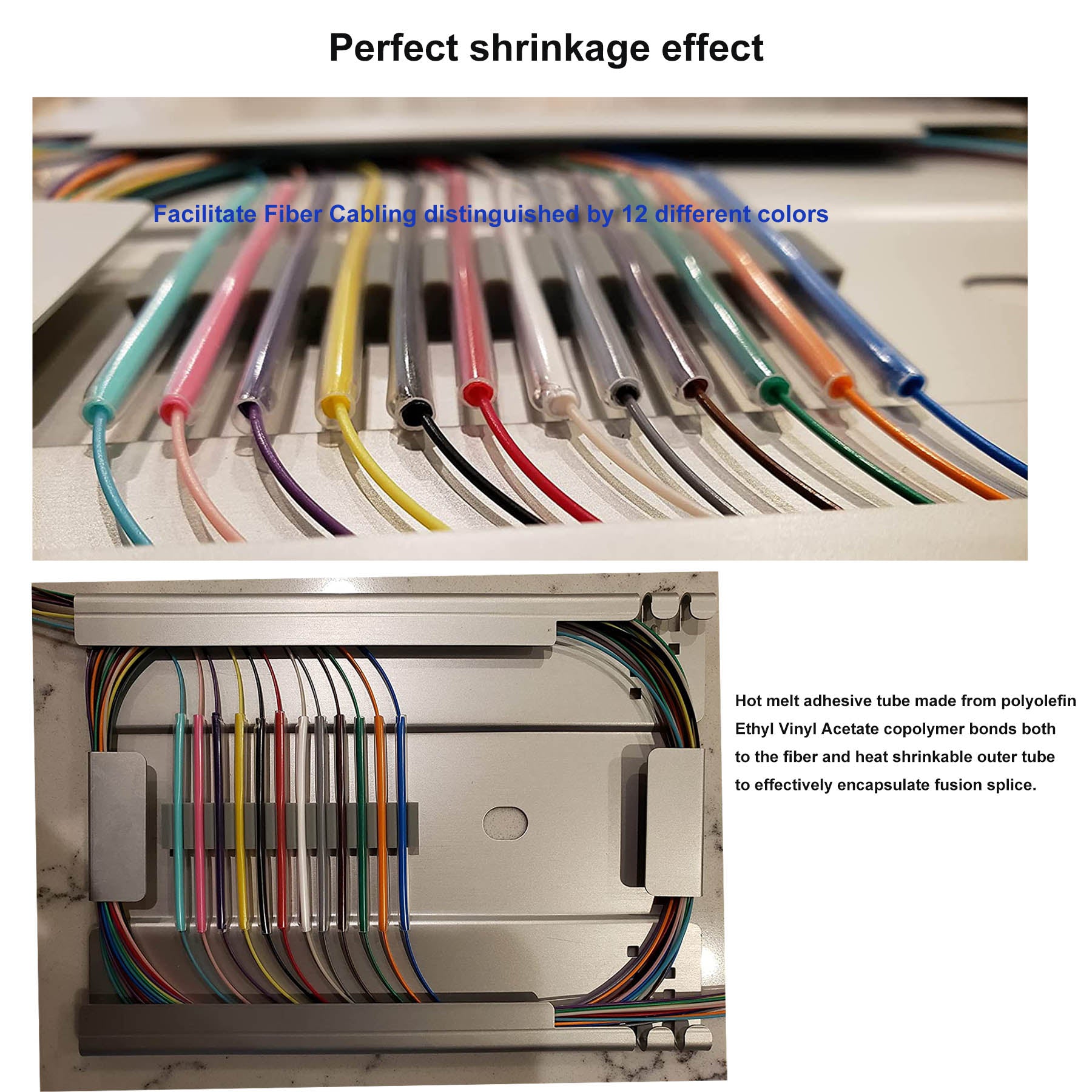 12 Color OD2.7 Fiber Optic Fusion Splice Protection Sleeves 60mm, 1200pcs (100pcs each color)