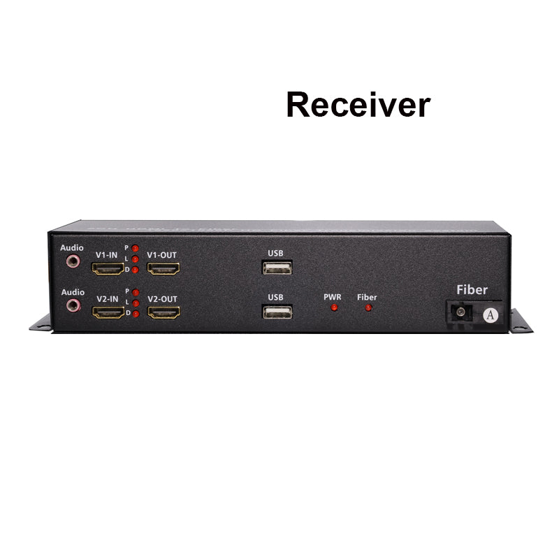 2 channel 1080P HDMI over Fiber Optic Extender Media Converter, With 2 KVM and 2 independent 3.5mm Audio -SC Singlemode Single Fiber Up 20Km Multimode 500m ,Transmitter and Receiver Included