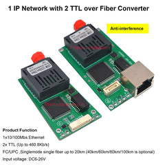 1 IP Network 2 TTL CRSF/SBUS over Fiber Optic Converter digital TX 1310nm/RX 1550nm , FC Singlemode Fiber 20km 40Km 60Km DC6-26V High Speed TTL up 460Kb/S, Anti-interference
