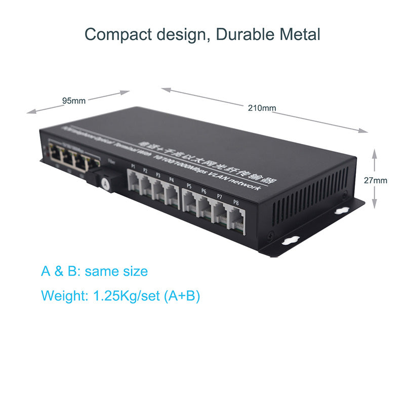 Multifuctional POTS RJ11 Telephone Phone and 4 Independent Gigabit Ethernet Over a Fiber Optic Converter Extender,SC fiber interface,Singlemode 20Km and Multimode 500m