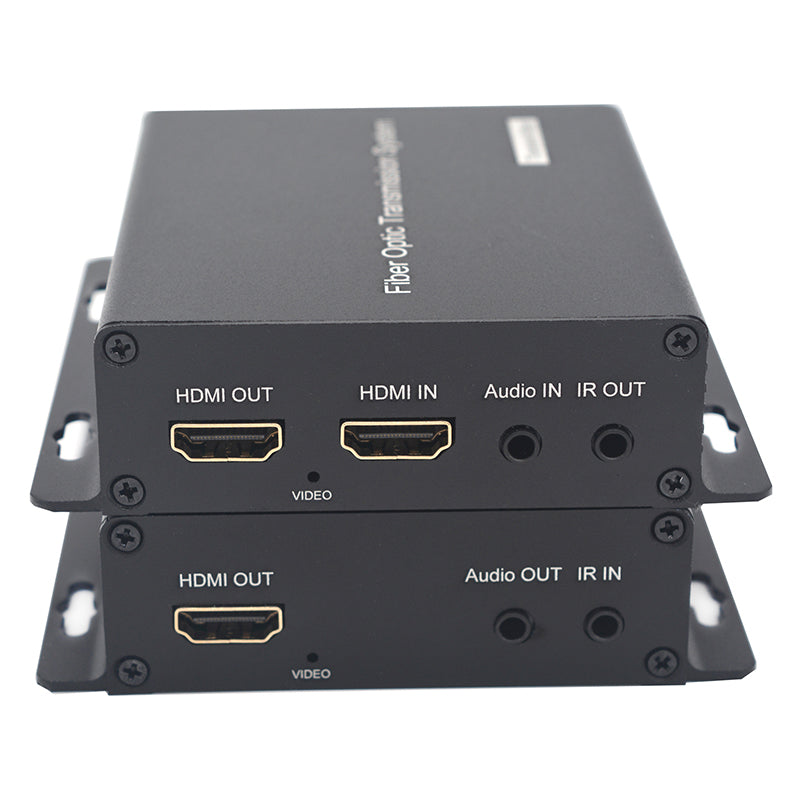 HDMI over Fiber Optic Extender with KVM and 3.5mm Audio and IR -Full HD 1080P HDMI to Fiber Optic converter Single-Mode up 20KM,Multimode 500m