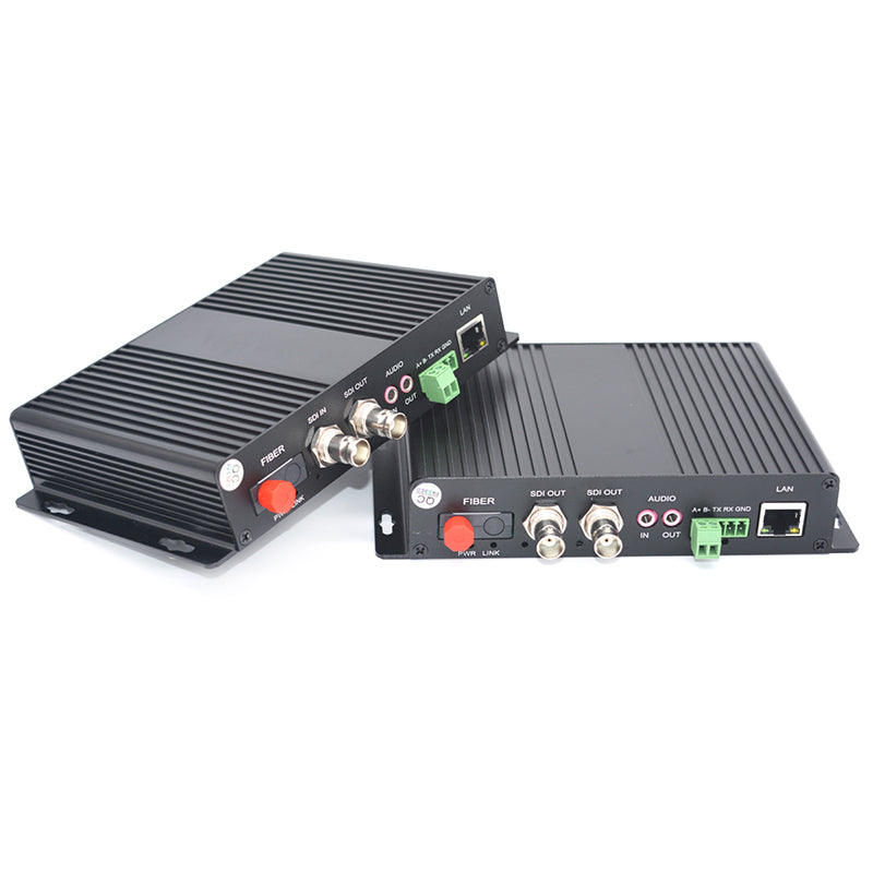 Convertidores de medios de fibra óptica multifunción HD-SDI vídeo audio Ethernet RS485 sin comprimir, monomodo 20 km, multimodo 500 m, transmisor y receptor, un par