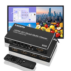 HDMI 4x1 Quad Multi-viewer Screen Divider/Switch | 1080P, 4K 30Hz Max | 5 Viewing Modes