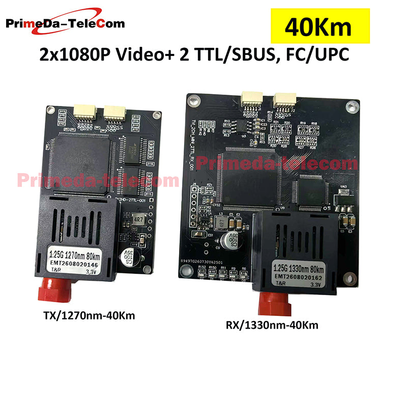 80Km 1080p HD Video over Fiber Optic Converter FPV Drone module UART TTL SBUS to Optic Controller FC/UPC SingleMode TX/RX 1270/1330nm