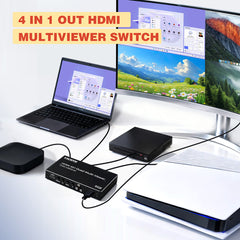 HDMI 4x1 Quad Multi-viewer Screen Divider/Switch | 1080P, 4K 30Hz Max | 5 Viewing Modes