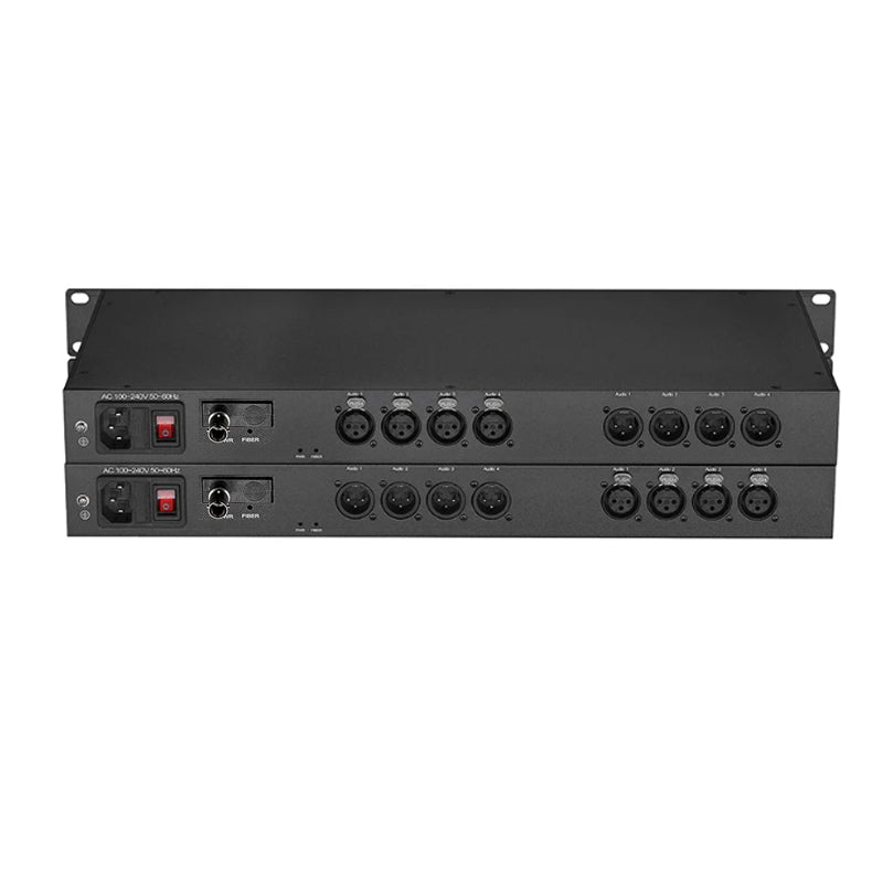 4 Bidirectional XLR Balanced Audio Over Fiber Optic Extender 1U Rack mount- Singlemode Fiber up 20Km LC SFP Include Uncompressed No delay Professional grade Crystal Clear Sound