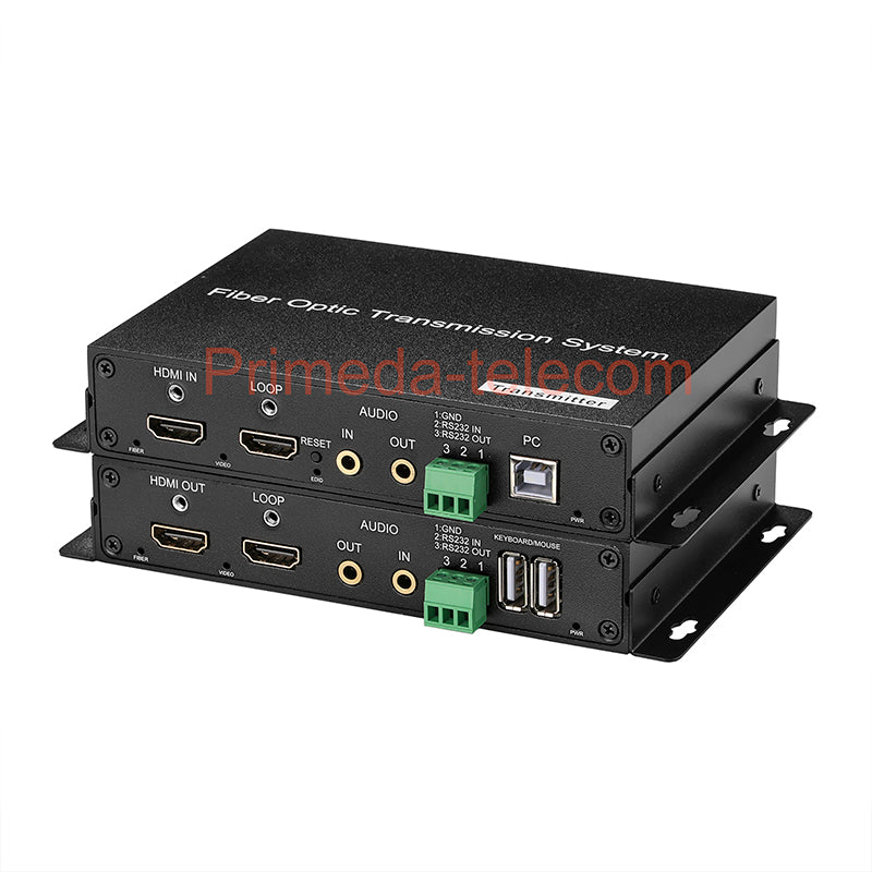 4K HDMI Over Fiber Converter LC with KVM USB and 3.5mm audio and RS232 RS485 Singlemode up 10Km Uncompressed 10G SFP Transceiver Included up 4K@ 60Hz A Pair