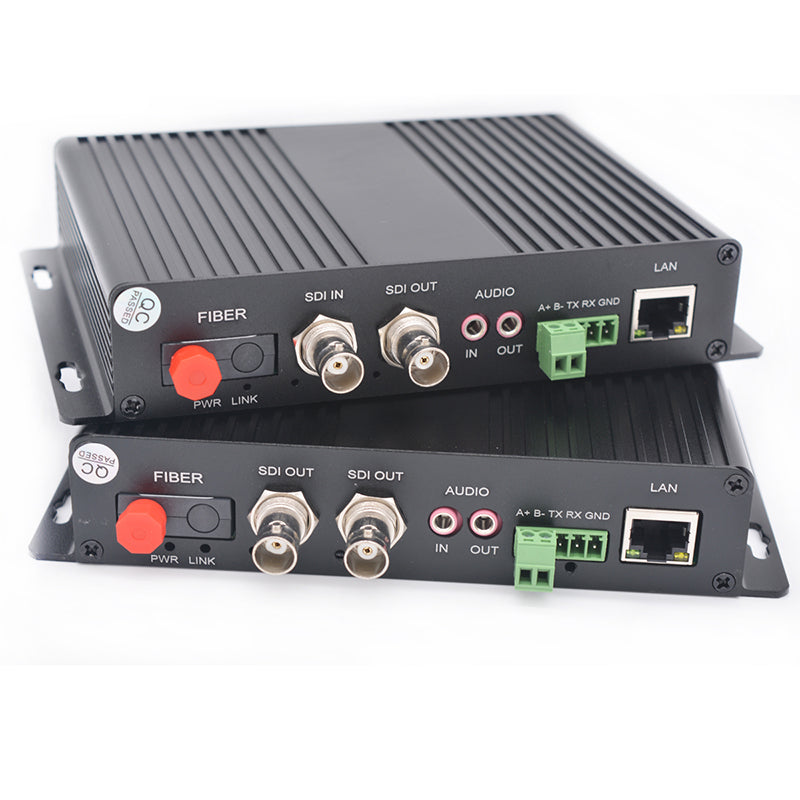 Convertidores de medios de fibra óptica multifunción 3G-SDI, vídeo, audio, Ethernet, RS485 sin comprimir, monomodo 20 km, multimodo 500 m, compatible con HD-SDI, SD-SDI