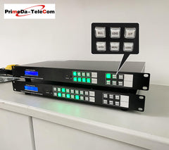 4K HDMI Matrix Switch 4X4, 4K 30Hz Rack Mount Switcher Splitter with Backlit RS232 LAN Port and EDID, Built-in US ADI Chip (4 in 4 Out)