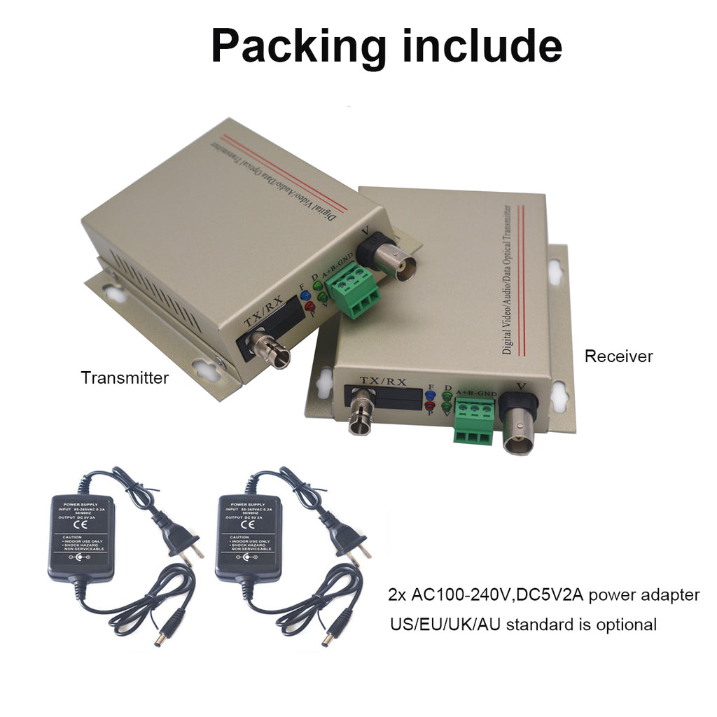 1 Port ST Video Over Fiber Optic Converters With RS485 data for PTZ A Set, Optical ST module Singlemode single fiber 20Km Multimode Support  PAL, NTSC, SECAM Analog Camera