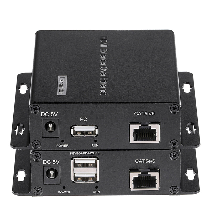 HDMI over Ethernet Converters with KVM 3.5mm Audio IR,HDMI over RJ45 Extenders Up to 656FT(200m) by Network Cable Cat5e Cat6 Cat7, Full HD 1080P -A Pair