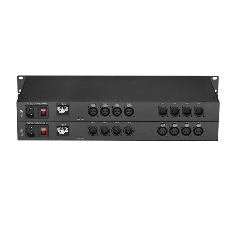 8 channel XLR Balanced Audio over Fiber Optic Extender 19inch 1U Rack mount Singlemode Fiber up 20Km LC SFP Include Uncompressed No delay Professional grade Crystal Clear Sound