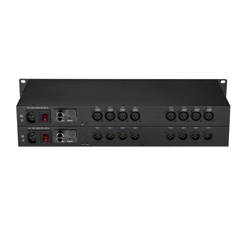 4 Bidirectional XLR Balanced Audio Over Fiber Optic Extender 1U Rack mount- Singlemode Fiber up 20Km LC SFP Include Uncompressed No delay Professional grade Crystal Clear Sound