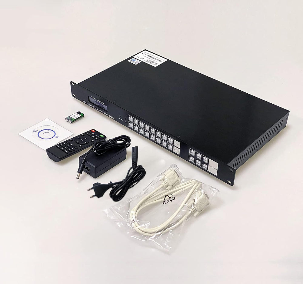4K HDMI Matrix Switch 8x8 4K@30Hz Rack Mount Switcher Splitter with Backlit RS232 LAN Port & EDID, Support Web GUI, Built-in US ADI Chip (8 in 8 Out)