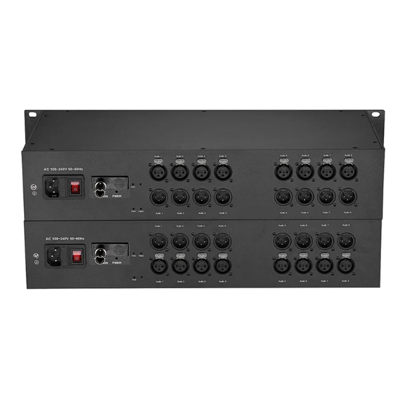 8 Bidirectional XLR Balanced Audio Over Fiber Optic Extender 2U Rack mount- FC/LC/ST Singlemode Fiber up 20Km Uncompressed No delay Professional grade Crystal Clear Sound