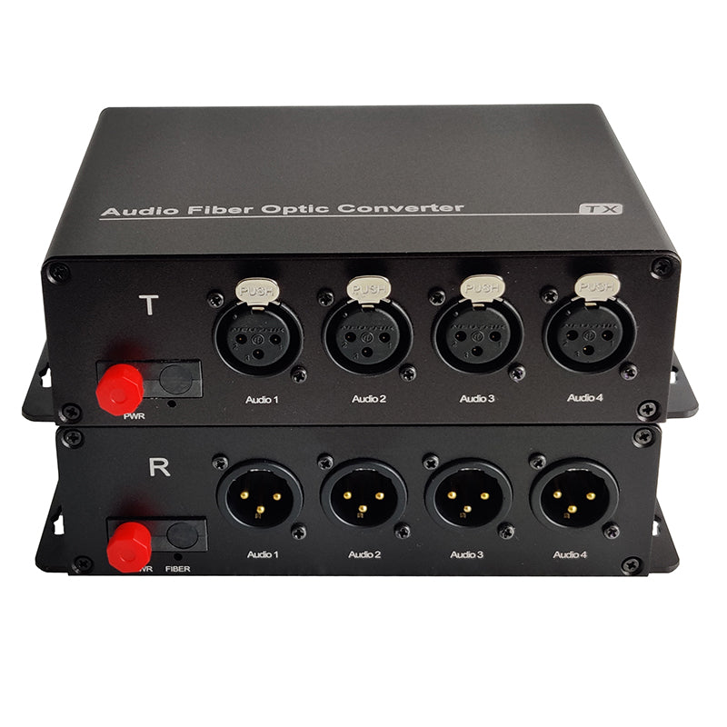 4 XLR Balanced Audio Over Fiber Optic Extender ST Singlemode Fiber up 20Km LC SFP Include Uncompressed No delay Professional grade Crystal Clear Sound