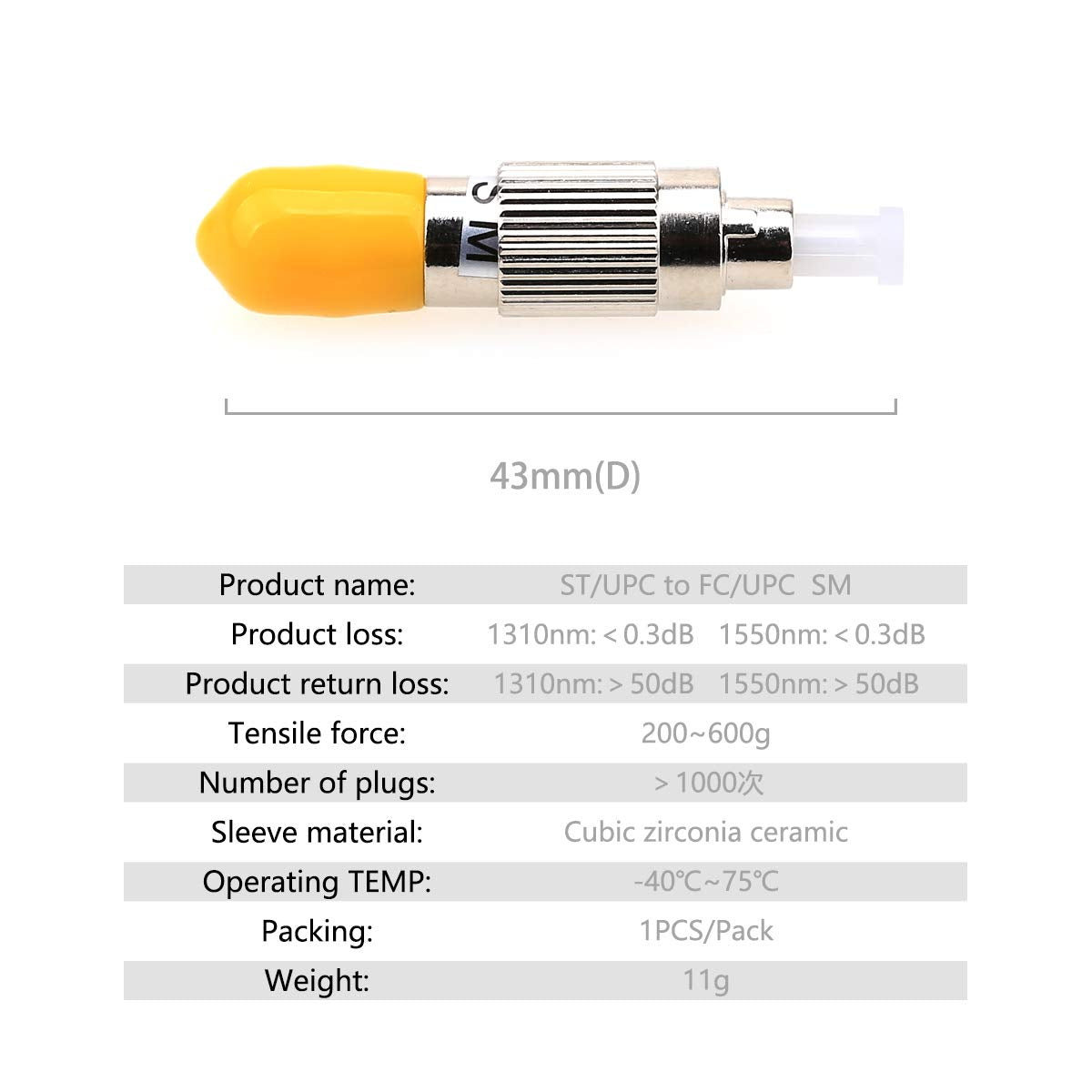 FC Male to ST SC LC Female FTTH Optical Equipment Tool Hybrid Flange Singlemode 9/125 SM Optical Fiber Adapter Connector for Digital Communication, 1PCS