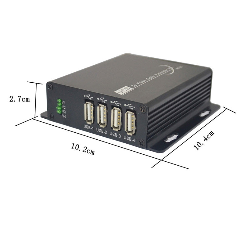 4 port USB2.0 over Fiber Extender, USB Fiber optical converters adapter splitter, Singlemode single fiber up 250m and Multimode up 250m, for U disk, Printer, Scanner A set