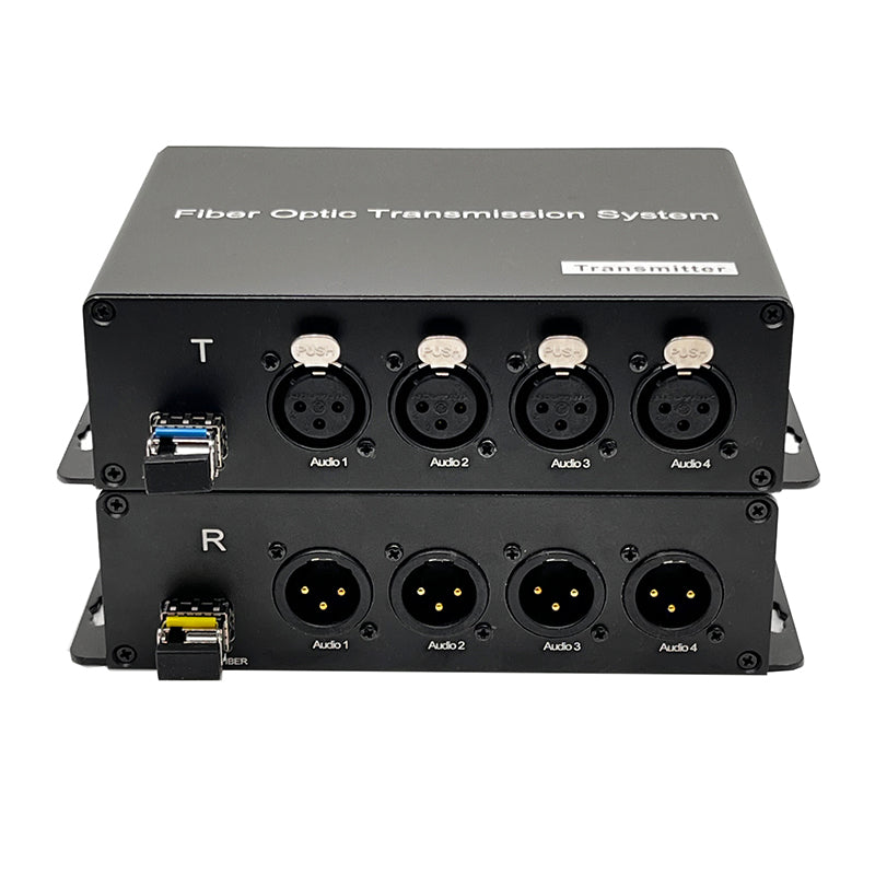 4 XLR Balanced Audio Over Fiber Optic Extender ST Singlemode Fiber up 20Km LC SFP Include Uncompressed No delay Professional grade Crystal Clear Sound