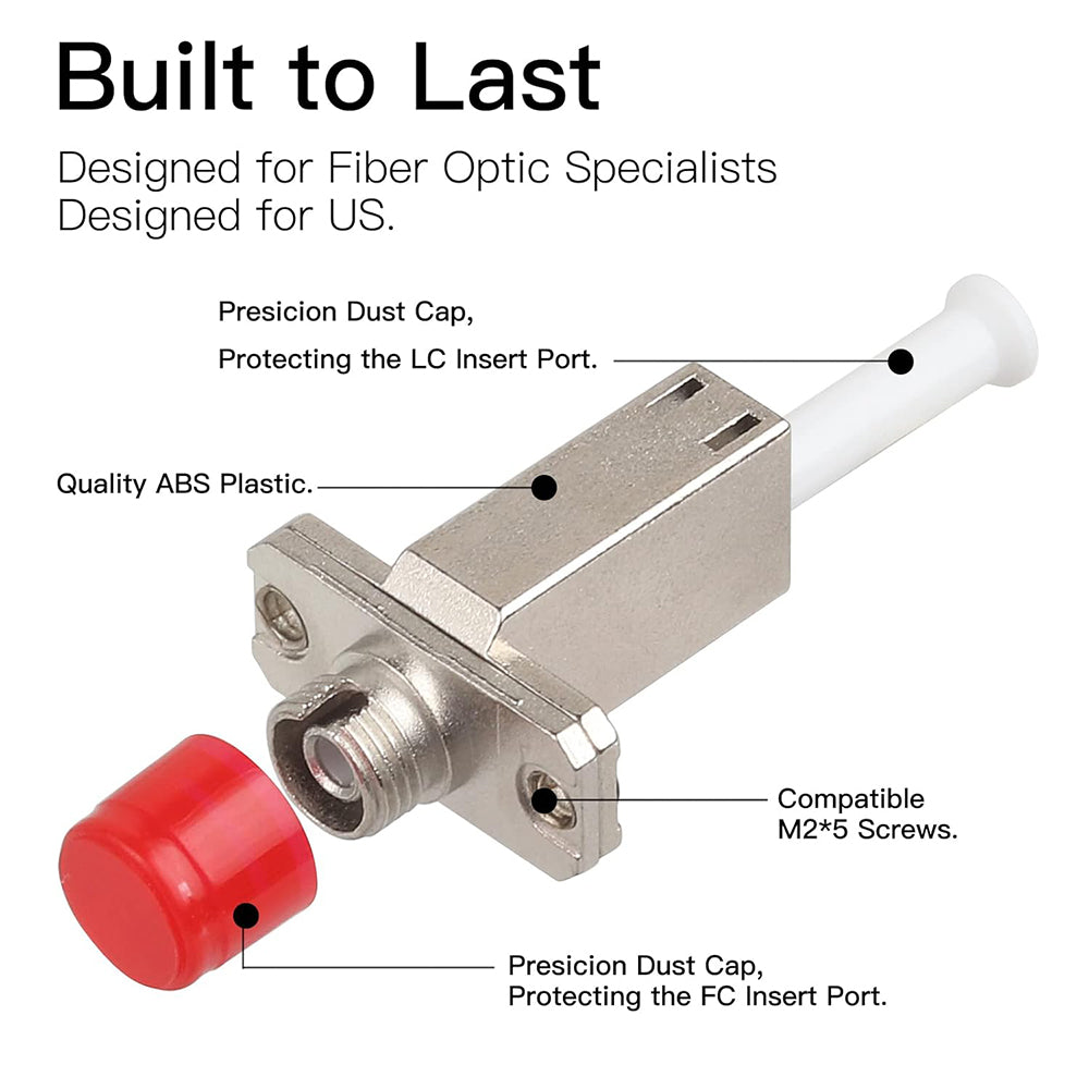 LC Female to FC SC ST Female Hybrid Fibre Optic Connector Adapter SM 9/125μm Simplex Fibre Optic Converter Coupler, for Optical Power Meter Red Light Pen FTTH Patch Cord Pigtail,1PCS