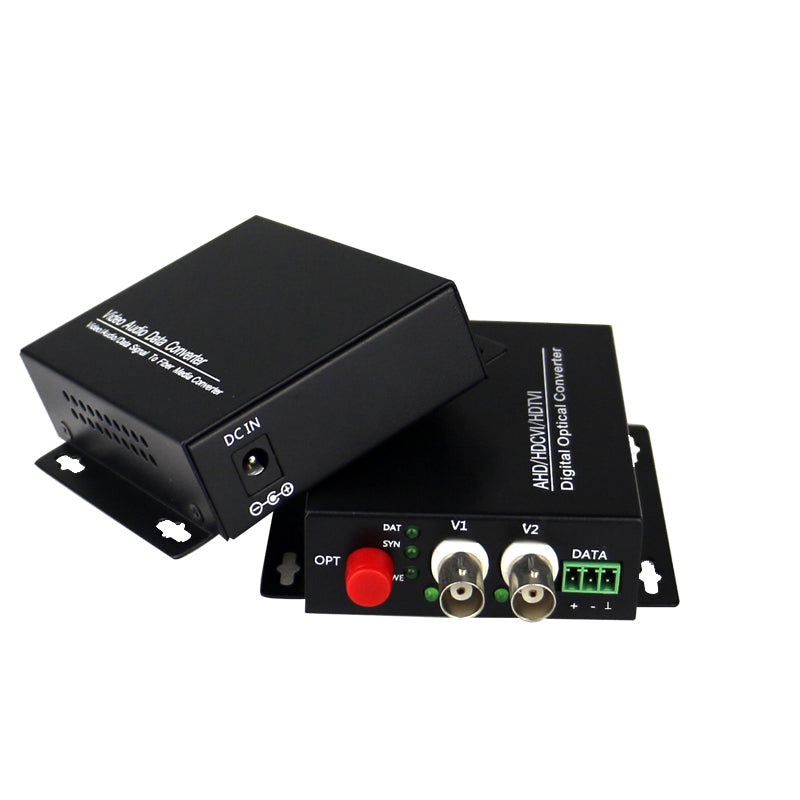 2 port HD Video fiber converters A set, Fiber video extender Uncompressed ,RS485 PTZ FC Remote Singlemode up 20Km, support 2MP 1080p HD TVI CVI AHD and analog Cameras
