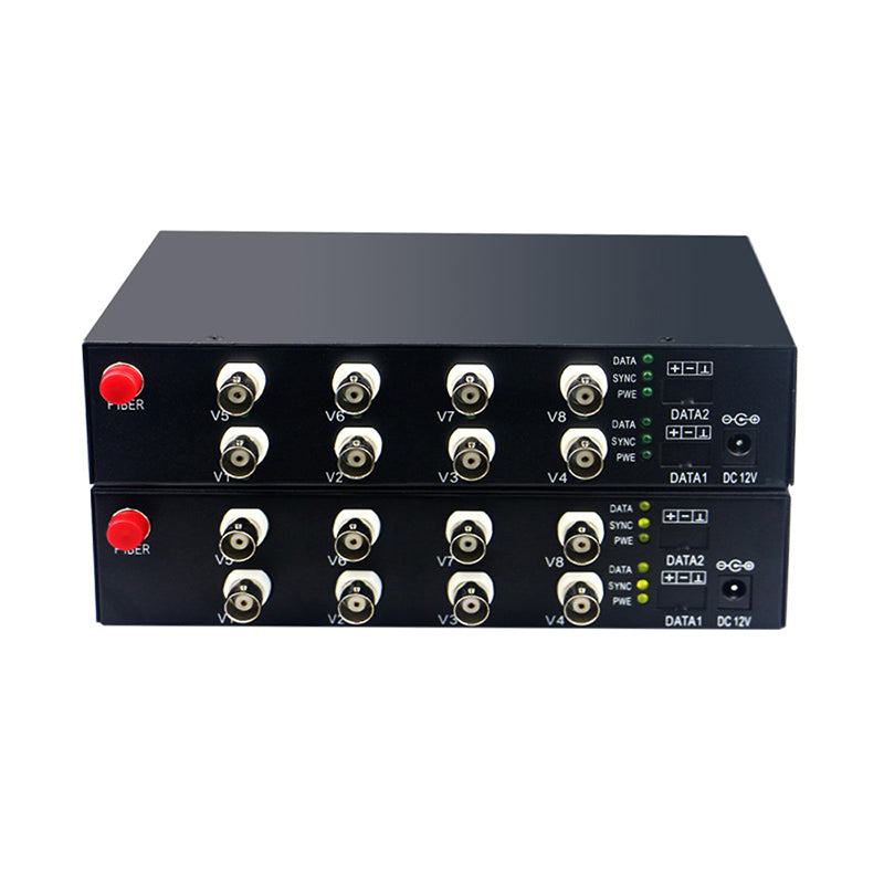 8 port 2MP Video over fiber Extender Uncompressed Lossless, HD video fiber converters RS485 PTZ FC Singlemode up 20Km, support 1080p 960p HD TVI CVI AHD and analog Cameras ,A set