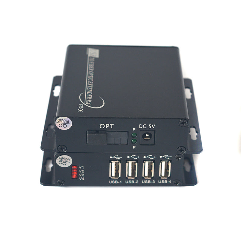 4 port USB2.0 over Fiber Extender, USB Fiber optical converters adapter splitter, Singlemode single fiber up 250m and Multimode up 250m, for U disk, Printer, Scanner A set