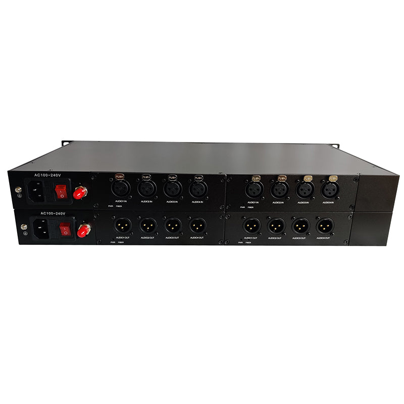 8 channel XLR Balanced Audio over Fiber Optic Extender 19inch 1U Rack mount Singlemode Fiber up 20Km LC SFP Include Uncompressed No delay Professional grade Crystal Clear Sound