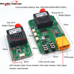 Video TTL Sbus Optical Transceiver Module FC/UPC DC 5.5-26V 3.5mm Video XT60 Power for Drones SM 20Km/40Km/60Km/80Km