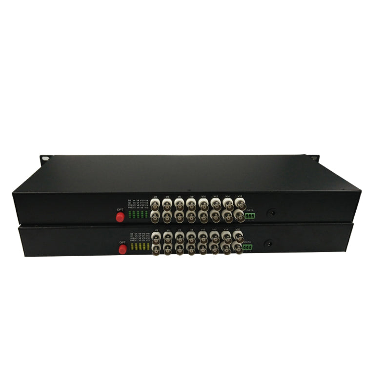 16 Port Analog Video Fiber Converters A Set. RS485 PTZ, PAL NTSC SECAM Video Over Fiber Extenders, FC Singlemode Up 20Km For Remote Video Monitoring, Security Systems More